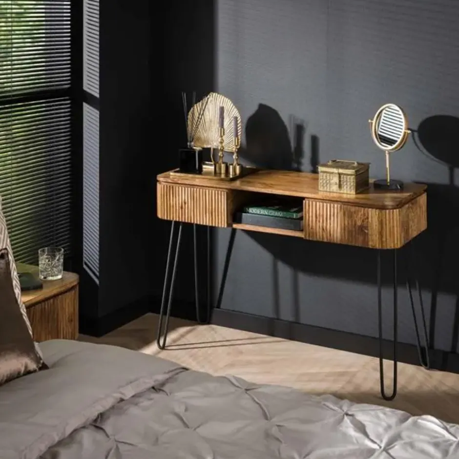 Kaptafel Rechthoek 110cm -Massief Mangohout - 2 Lades