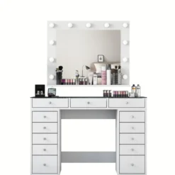 Kaptafel Wit/Glas - Incl. Spiegel - 120x44,5x79,8cm - Beyas