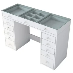 Kaptafel Wit/Glas - 120x44,5x79,8cm - Beyas