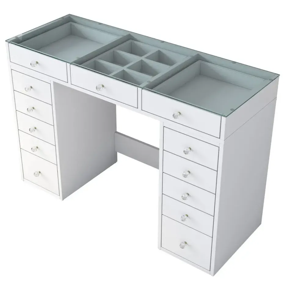 Kaptafel Wit/Glas - 120x44,5x79,8cm - Beyas