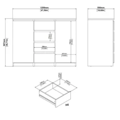 Kast Naia - hoogglans wit - 90,7x120,6x50 cm