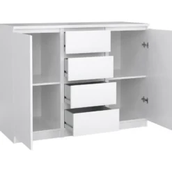 Kast Naia - hoogglans wit - 90,7x120,6x50 cm