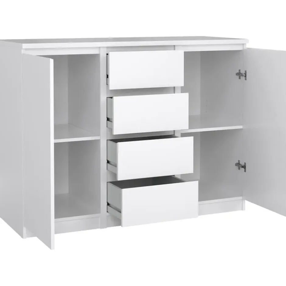 Kast Naia - hoogglans wit - 90,7x120,6x50 cm