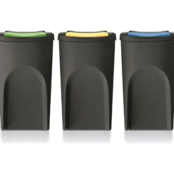 Keden Afvalscheidingsbakken - 3x35L - zwart