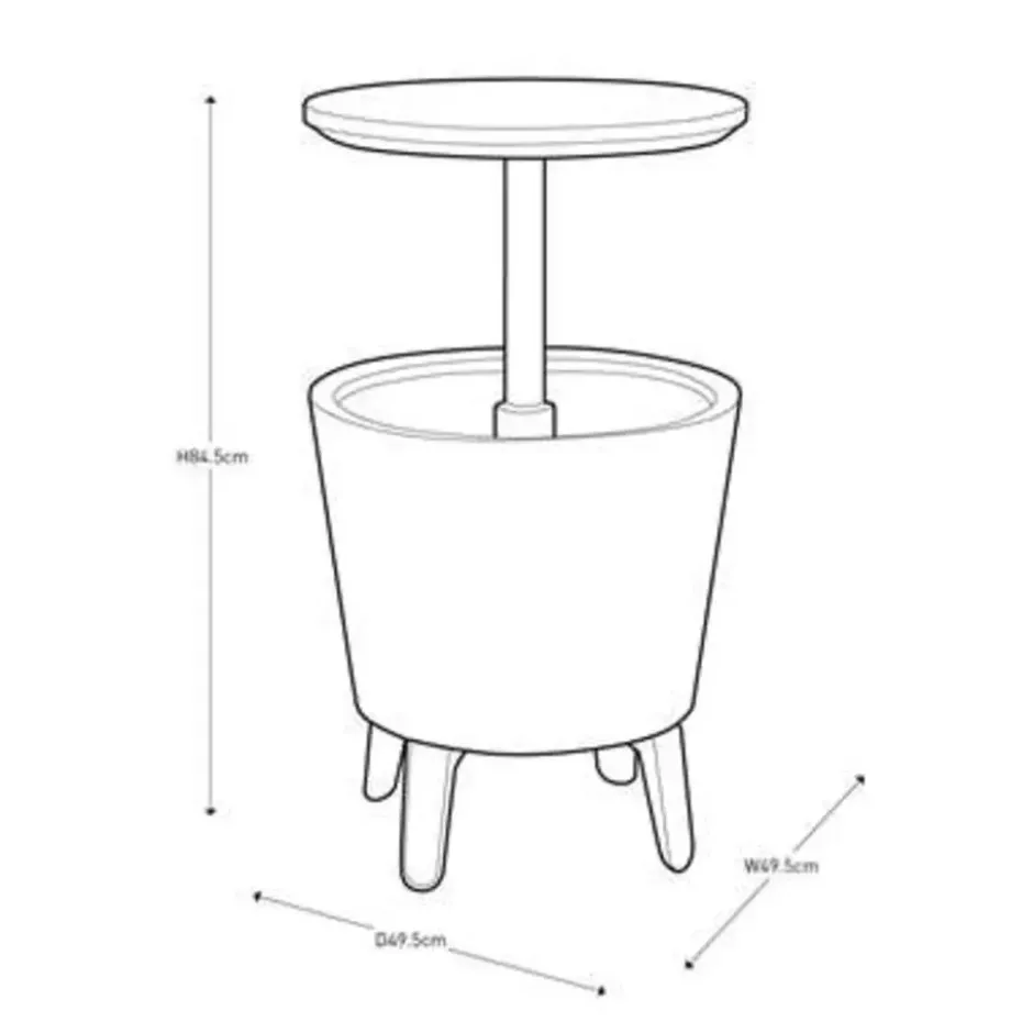Keter Coolbar Partytafel - 49,5x49,5x57cm-84.5cm - 30 L - Zwart