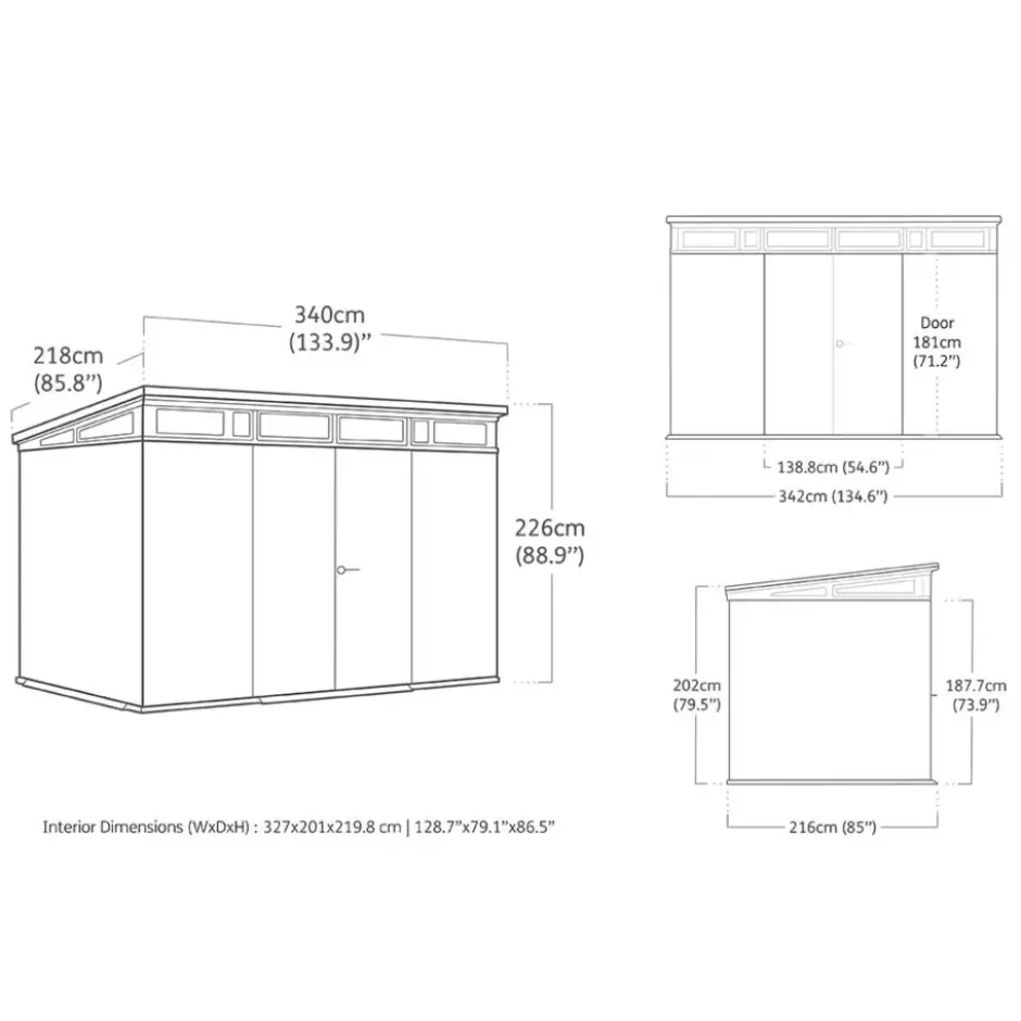 Keter Cortina 117 Tuinhuis - 342x218x226cm - Grijs