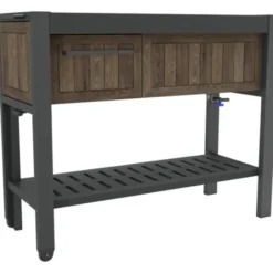 Keter Hosting Partytafel met Koelbox - 112 x 43 x 90 cm – Antraciet/Bruin