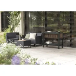 Keter Hosting Partytafel met Koelbox - 112 x 43 x 90 cm – Antraciet/Bruin