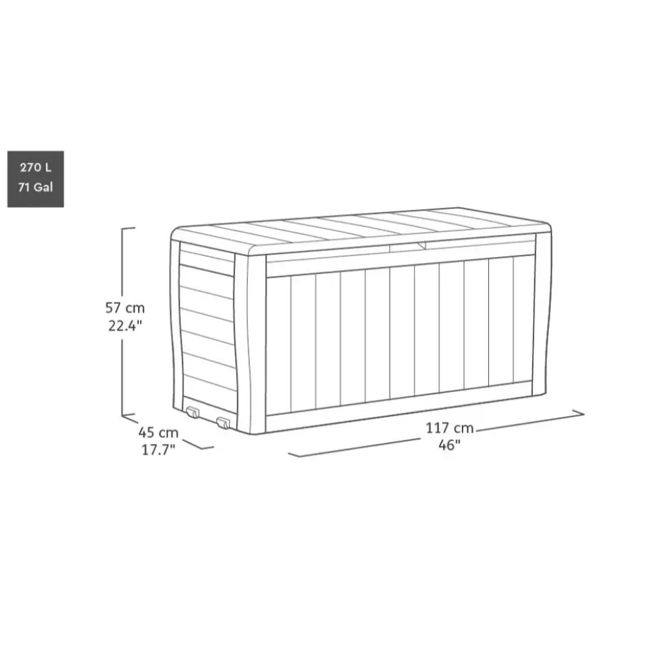 Keter Marvel Plus Opbergbox - 270L - 116,7x44,7x57cm - Antraciet