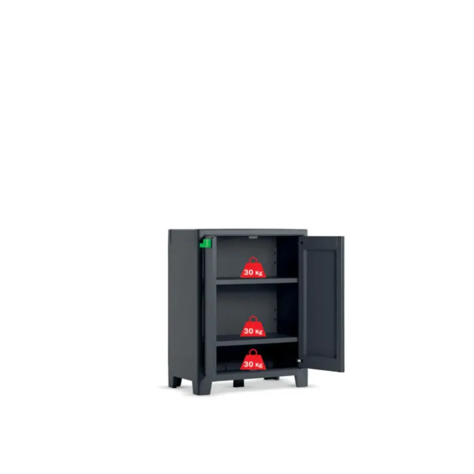 Keter Moby lage kast - 2 planken - 80x44x100 cm - Antraciet