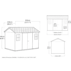Keter Newton 1175 Tuinhuis - 230x350x246cm - Grijs