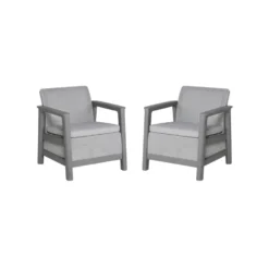 Keter Scandi Linea Loungestoel - 2 stuks - Lichtgrijs
