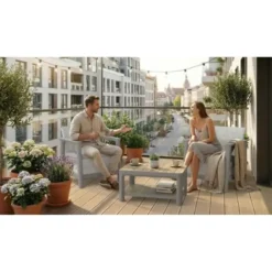 Keter Scandi Linea Loungestoel - 2 stuks - Lichtgrijs