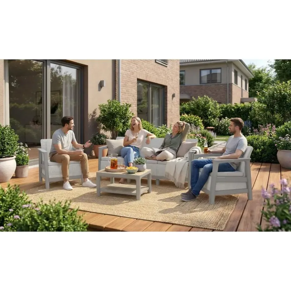 Keter Scandi Linea 3-zits Loungebank - Lichtgrijs