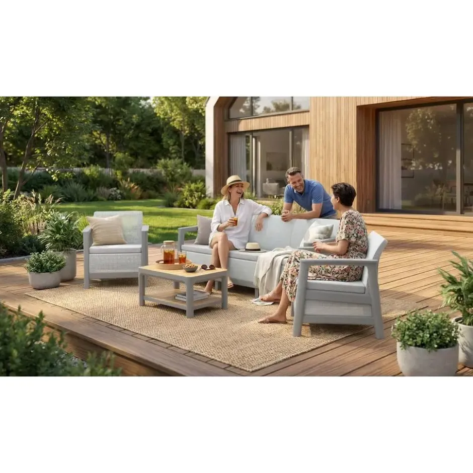 Keter Scandi Linea 3-zits Loungebank - Lichtgrijs