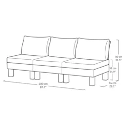 Keter Signature Elements 3-zits Loungebank - met groene kussens - Cappuccino