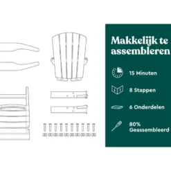 Keter Troy Adirondack Tuinstoel - set van 2 - 81x93x96.5cm - Lichtgrijs