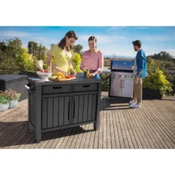 Keter Unity XL Barbecuetafel met lades - 207L - 134x51,7x89,6cm - Antraciet