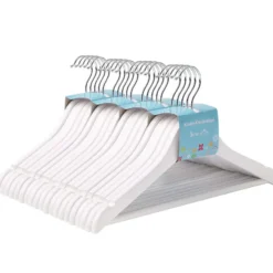 Kinder Kledinghangers in Hout - 20 Stuks voor Kleuters - 360° Haak - Wit