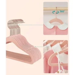Kinder Kledinghangers - Set van 30 - Fluweel - Rose