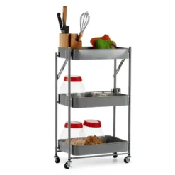 Kinvara Keuken/badkamer trolley - L45 x B30 x H78 cm - grijs - metaal