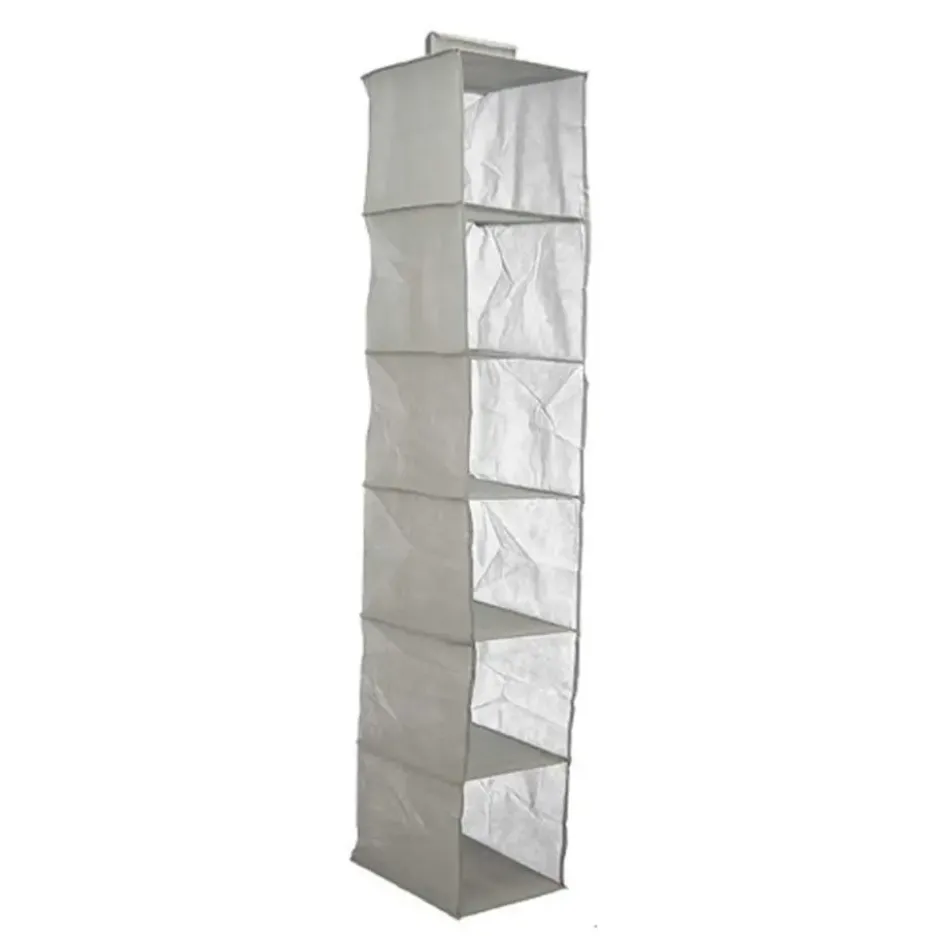Kipit Kledingkast organizer - 6 vaks - grijs - 25 x 25 x 138 cm