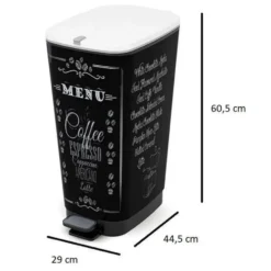 Kis Chic Bin Coffee Menu Pedaalemmer - 50L - zwart/wit