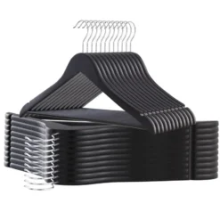 Kledinghangers - massief hout - 30 stuks - antislip - zwart