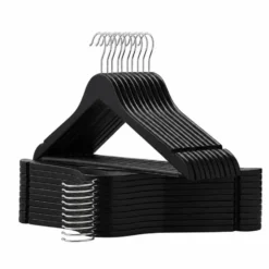 Kledinghangers - massief hout - 30 stuks - antislip - zwart