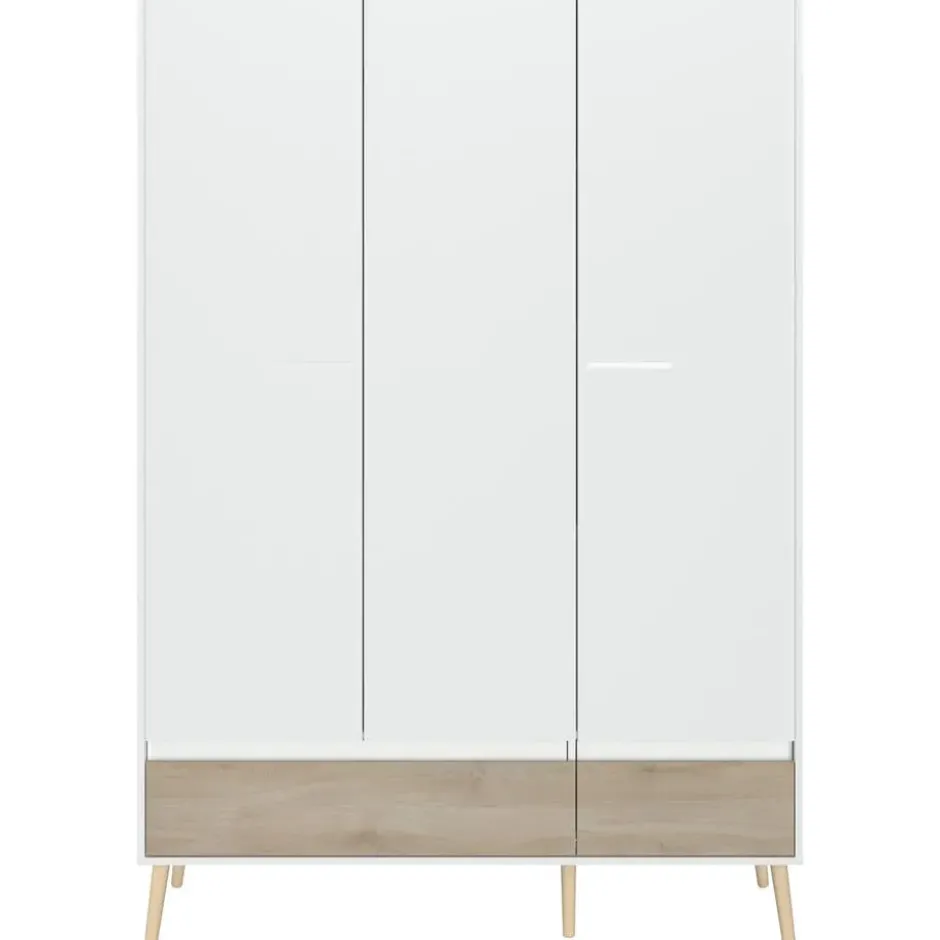 Kledingkast Aalborg 3-deurs - wit/eiken - 200x135x54 cm