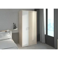 Kledingkast Charly 2-deurs - acaciakleur - 180x85x52 cm