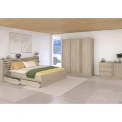 Kledingkast Evi 3-deurs - eikenkleur - 203x185x52 cm