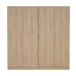 Kledingkast Lynn 4-deurs - eikenkleur - 200x196x62 cm