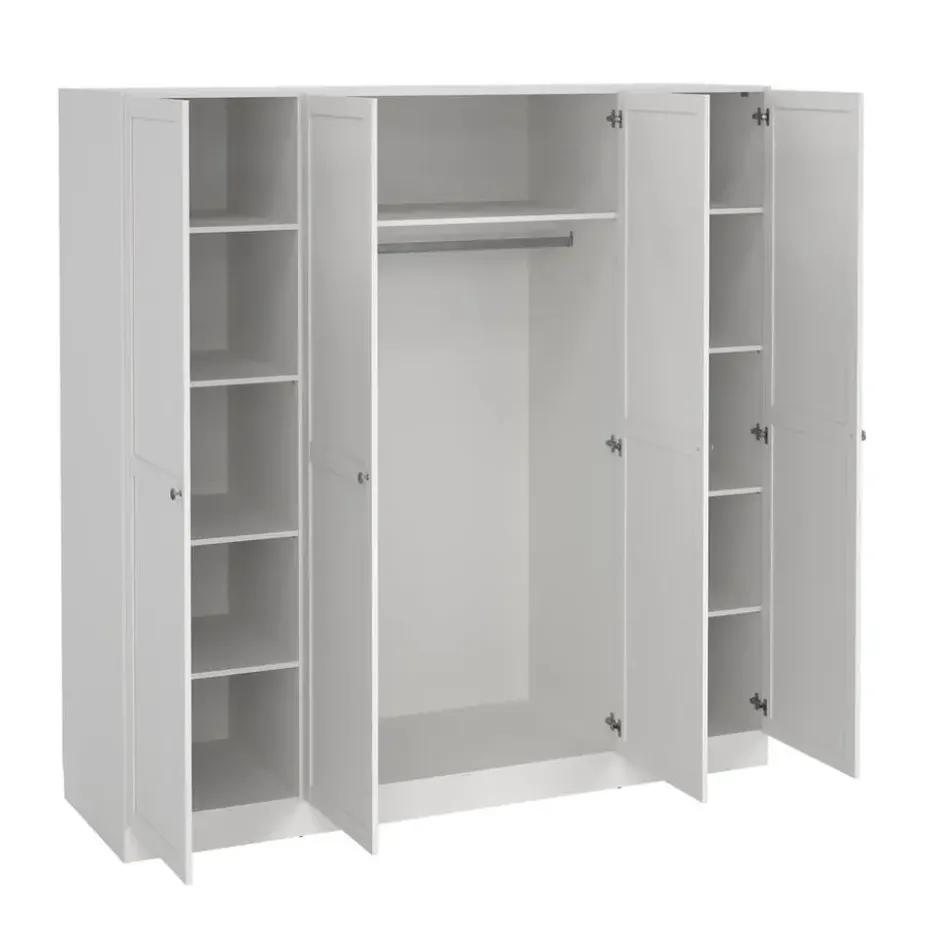 Kledingkast Lynn 4-deurs - wit - 200x196x62 cm