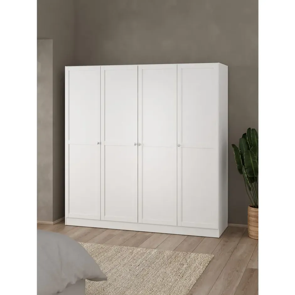 Kledingkast Lynn 4-deurs - wit - 200x196x62 cm