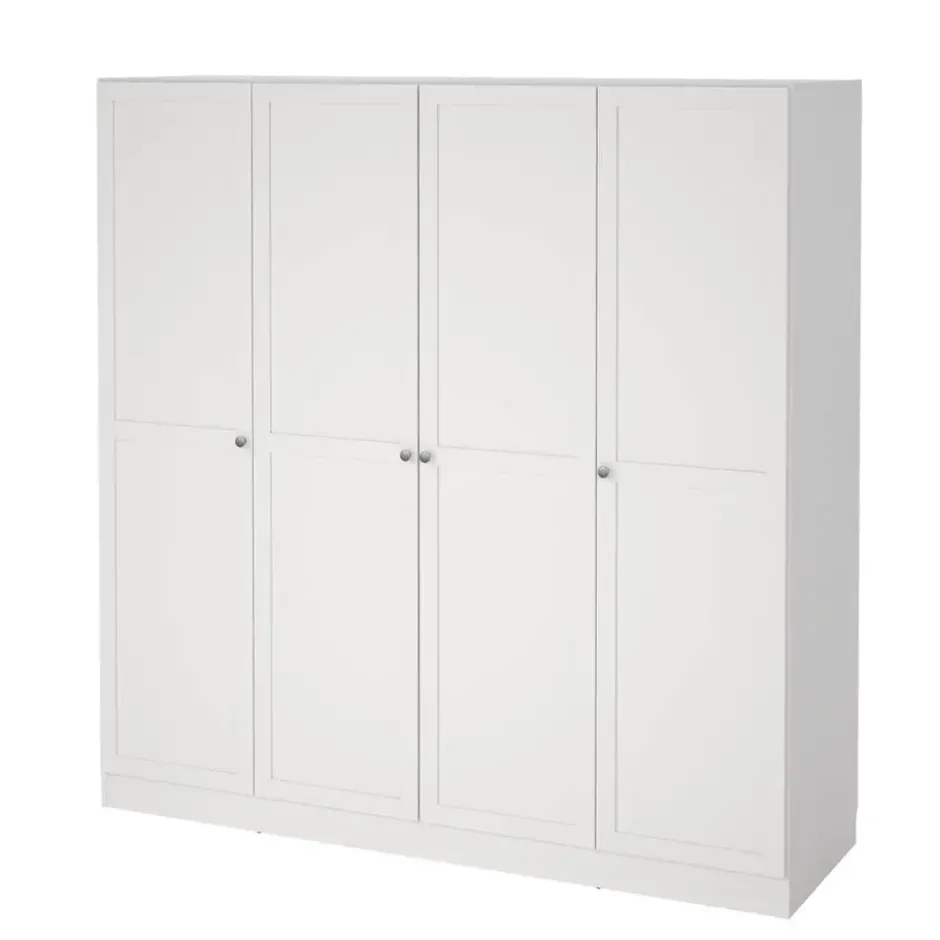 Kledingkast Lynn 4-deurs - wit - 200x196x62 cm