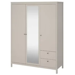 Kledingkast Madeira 3-deurs met spiegel - greige - 199x150x58 cm