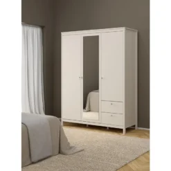 Kledingkast Madeira 3-deurs met spiegel - greige - 199x150x58 cm
