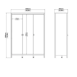 Kledingkast Madeira 3-deurs - wit - 199x150x58 cm