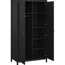 Kledingkast Madeira 2-deurs - zwart - 199x102x58 cm