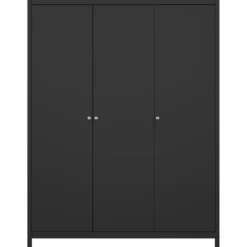 Kledingkast Madeira 3-deurs - zwart - 199x150x58 cm