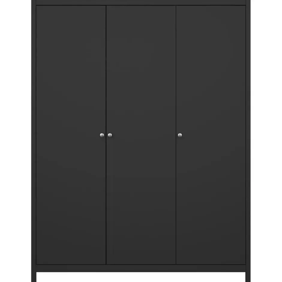 Kledingkast Madeira 3-deurs - zwart - 199x150x58 cm