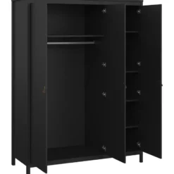 Kledingkast Madeira 3-deurs - zwart - 199x150x58 cm