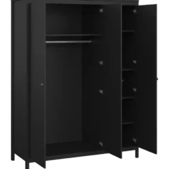 Kledingkast Madeira 3-deurs - zwart - 199x150x58 cm