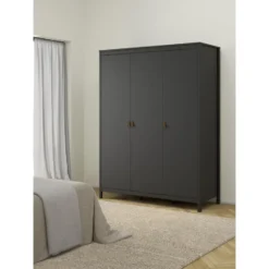 Kledingkast Madeira 3-deurs - zwart - 199x150x58 cm