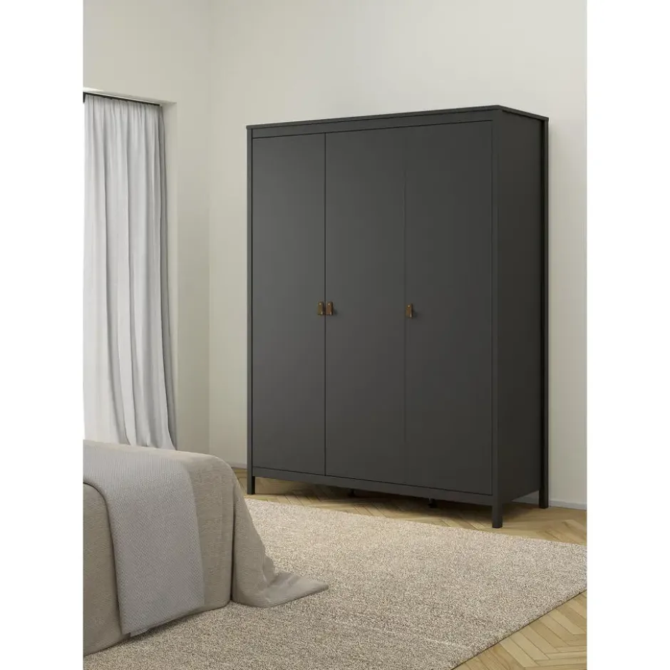 Kledingkast Madeira 3-deurs - zwart - 199x150x58 cm