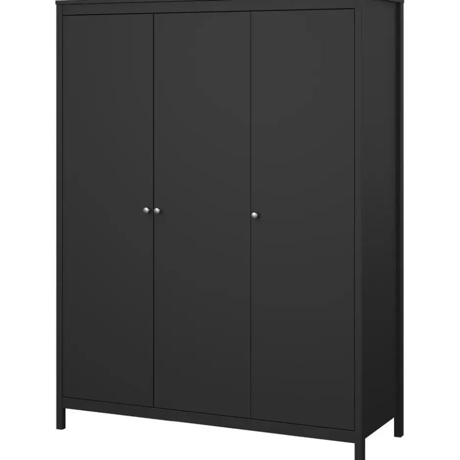 Kledingkast Madeira 3-deurs - zwart - 199x150x58 cm