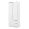 Kledingkast Maja 2-deurs met 2 laden - wit mat - 195x80x52 cm