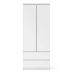 Kledingkast Maja 2-deurs met 2 laden - wit mat - 195x80x52 cm