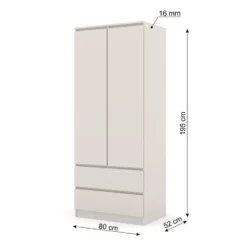 Kledingkast Maja 2-deurs met 2 laden - kashmir - 195x80x52 cm